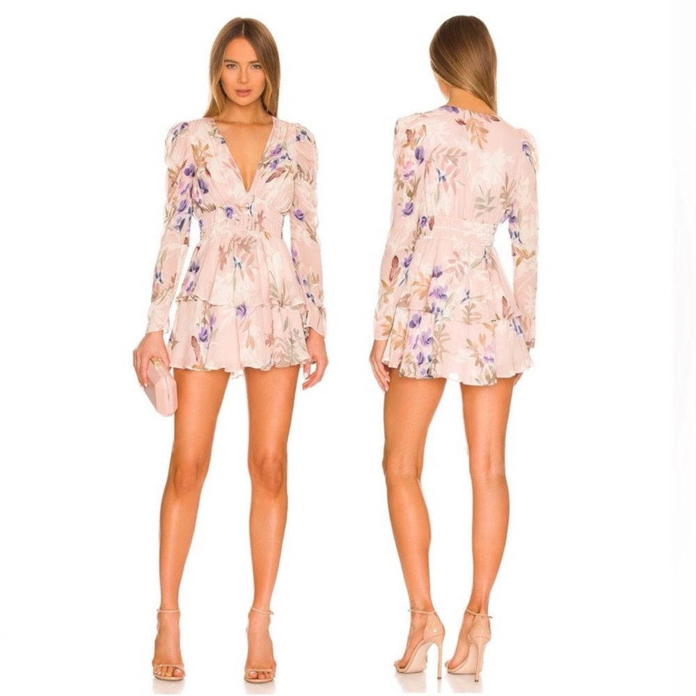 Yumi Kim Samba Mini Dress in Sky High Sand Light Pink Floral - Small